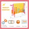 Kids 3-in-1 Game Set Connect 4 Toss Basketball Indoor Outdoor Fun